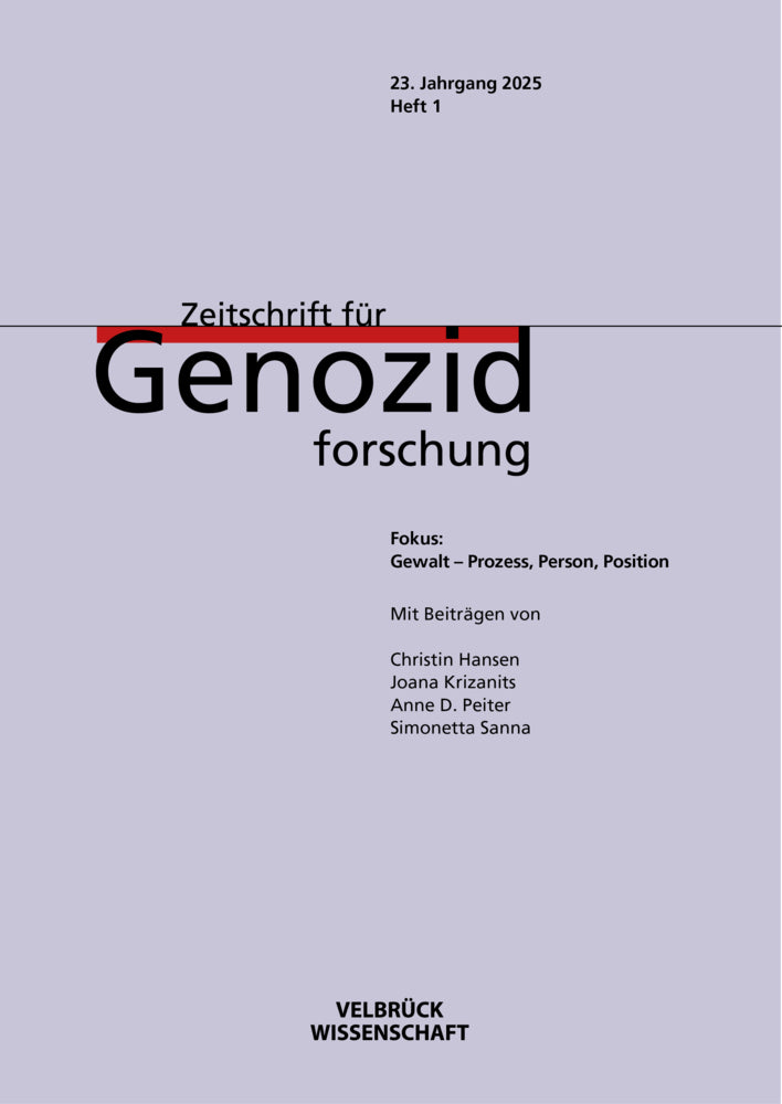 Zeitschrift für Genozidforschung, 23. Jahrgang 2025, Heft 1 (Mihran Dabag)