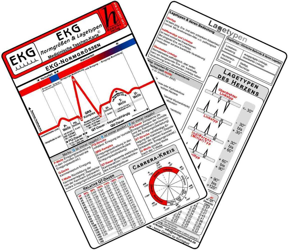 EKG Normgrößen & Lagetypen - Medizinische Taschen-Karte (Verlag Hawelka Verlag)