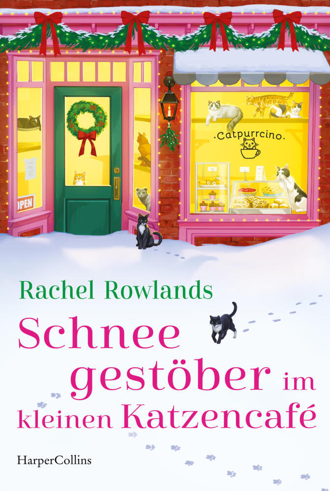 Schneegestöber im kleinen Katzencafé (Rachel Rowlands)