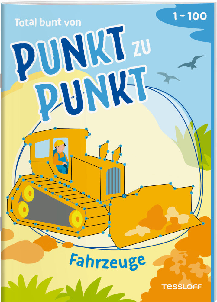 Total bunt von Punkt zu Punkt. Fahrzeuge. Von 1 bis 100
