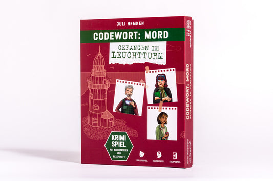Codewort: Mord. Gefangen im Leuchtturm. Krimidinner-Rollenspiel und Kochbuch. Für 6 Spieler ab 12 Jahren. (Juli Hemken)