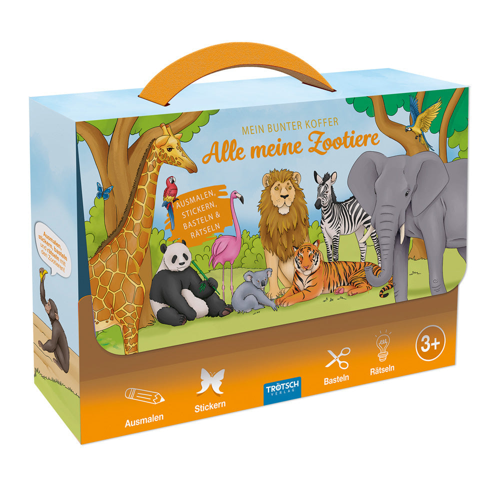 TRÖTSCH - Beschäftigungskoffer Mein bunter Koffer Alle meine Zootiere | Koffer mit einem Spiel- und Malbuch, Stickerseiten und Minipostern | Ab 3 Jahren (Trötsch Verlag Gmbh & Co.Kg)