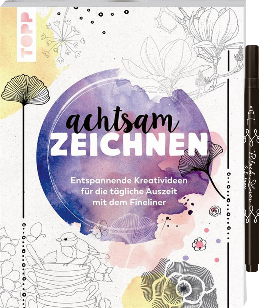 Achtsam zeichnen. Kreativbuch zum Reinzeichnen inkl. Fineliner! (Frechverlag)