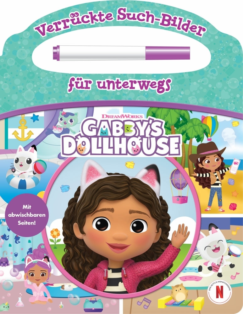 Gabby's Dollhouse - Verrückte Such-Bilder für unterwegs - Wimmelbuch - Pappbilderbuch mit Stift und abwischbaren Seiten ab 3 Jahren (Phoenix International Publications Germany Gmbh)