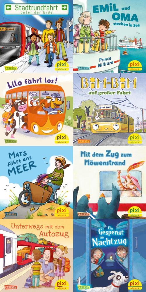 Pixi-8er-Set 307: Pixi unterwegs mit Bus und Bahn (8x1 Exemplar), m. 8 Buch (Diverse)