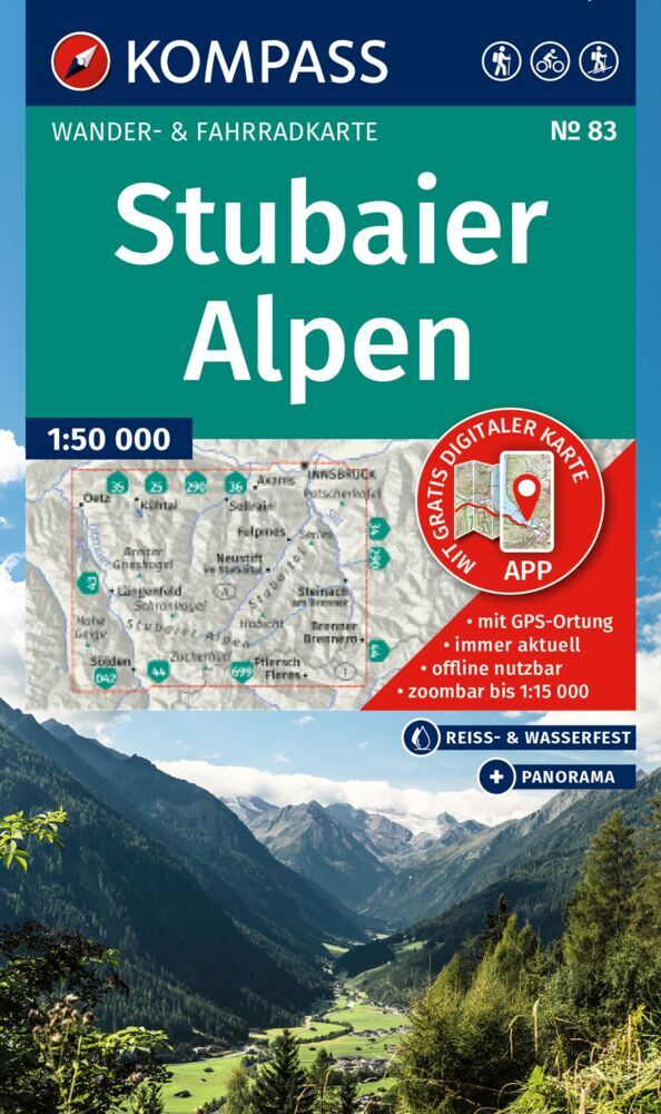 KOMPASS Wanderkarte 83 Stubaier Alpen 1:50.000