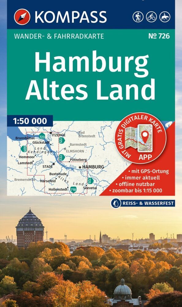 KOMPASS Wanderkarte 726 Hamburg, Altes Land 1:50.000