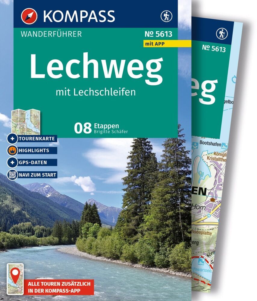KOMPASS Wanderführer Lechweg mit Lechschleifen, 16 Touren und Etappen mit Extra-Tourenkarte (Brigitte Schäfer)