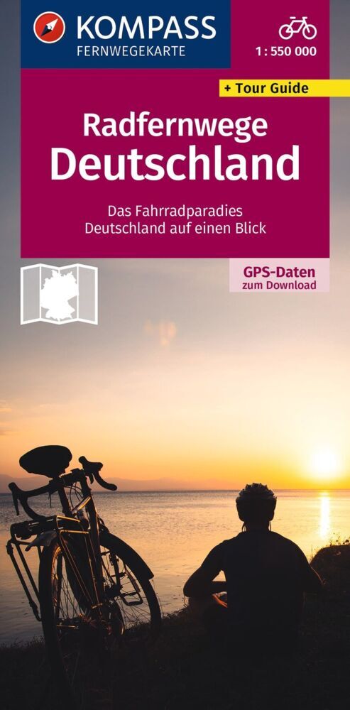 KOMPASS Radfernwegekarte Radfernwege Deutschland 1:550.000