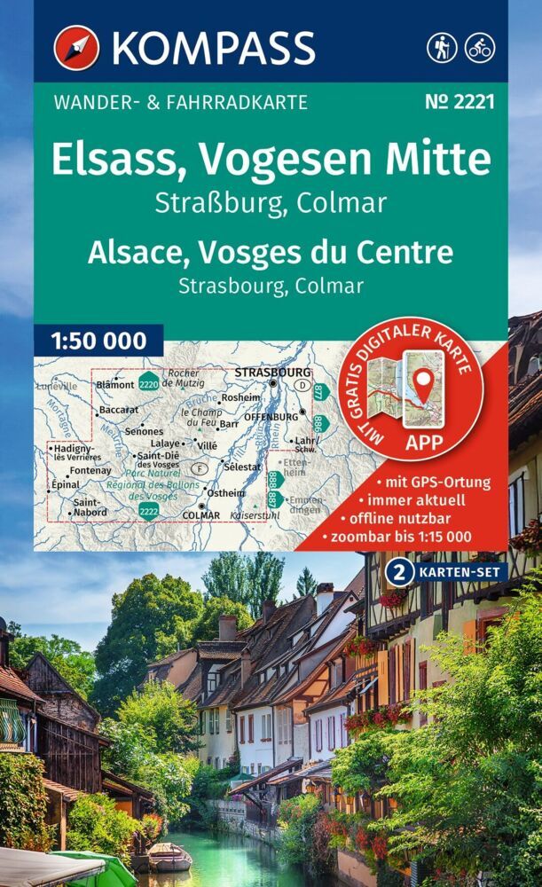 KOMPASS Wanderkarten-Set 2221 Elsass, Vogesen Mitte, Alsace, Vosges du Centre (2 Karten) 1:50.000
