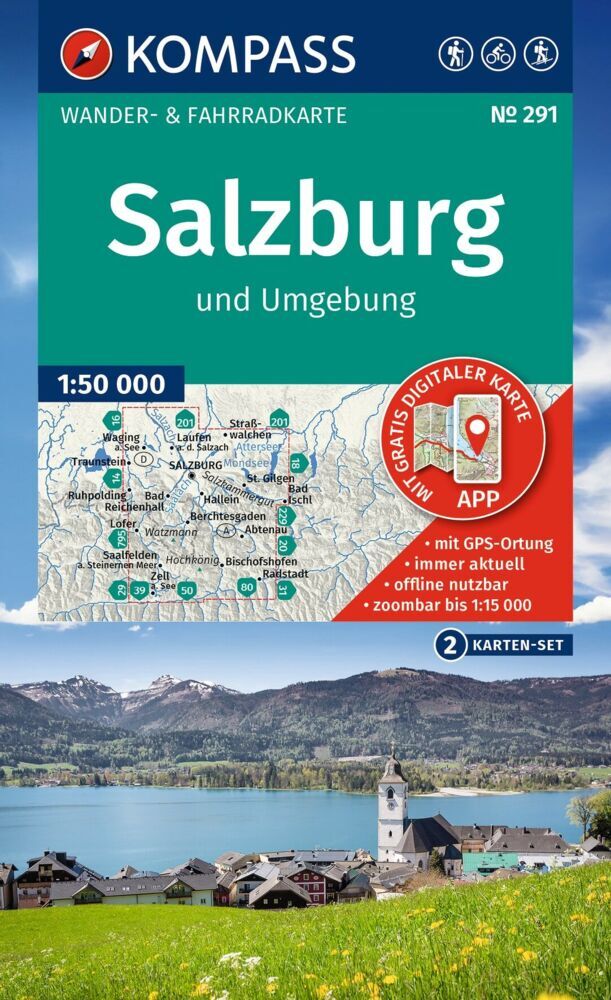 KOMPASS Wanderkarten-Set 291 Salzburg und Umgebung (2 Karten) 1:50.000