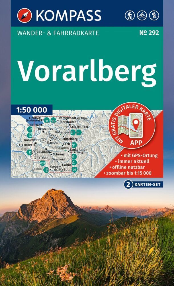 KOMPASS Wanderkarten-Set 292 Vorarlberg (2 Karten) 1:50.000