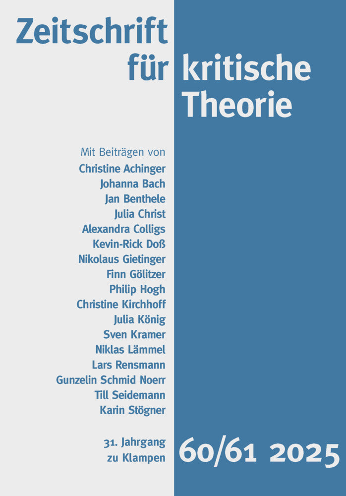 Zeitschrift für kritische Theorie / Zeitschrift für kritische Theorie, Heft 60/61 (Johanna Bach)