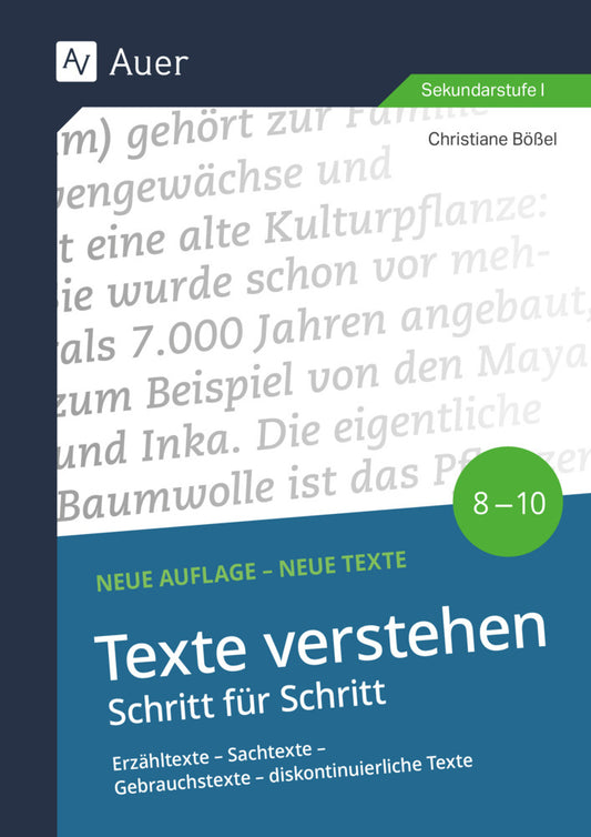Texte verstehen - Schritt für Schritt Klasse 8-10 (Christiane Bößel)