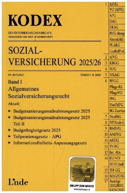 KODEX Sozialversicherung 2025/26, Band I (Daniela Böhm)