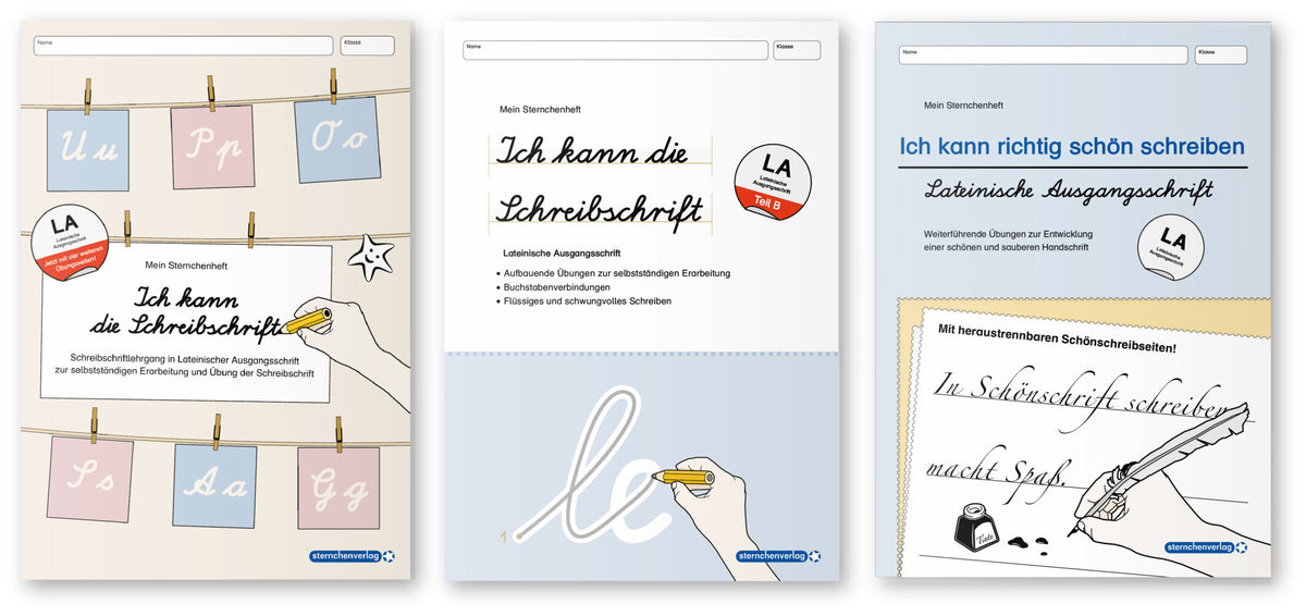 Ich kann die Schreibschrift LA + Übungsheft 1 und 2 - Lateinische Ausgangsschrift - 3 Hefte im Set (Sternchenverlag Gmbh)