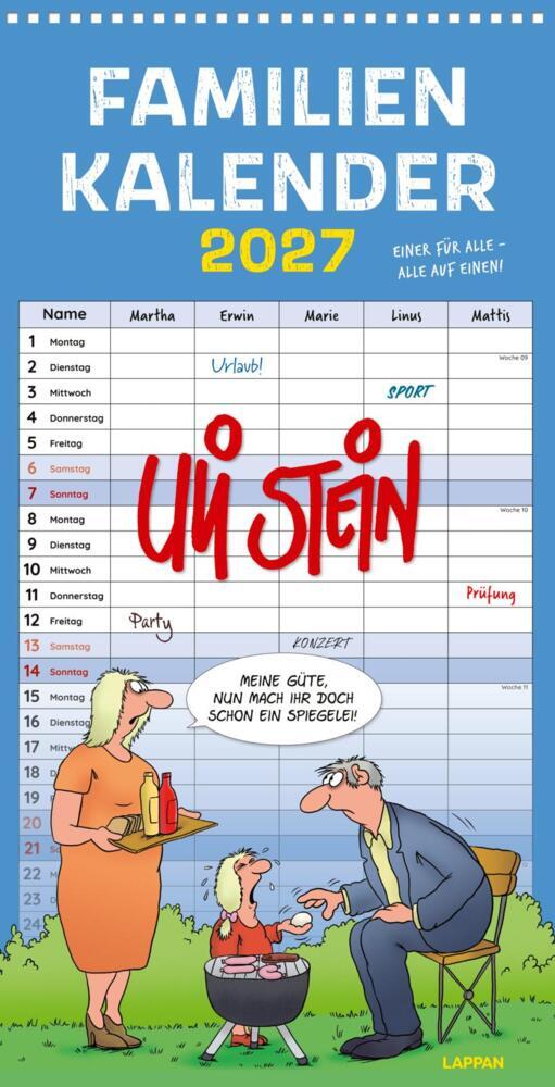 Uli Stein Familienkalender 2027: Familienplaner mit 5 Spalten (Uli Stein)