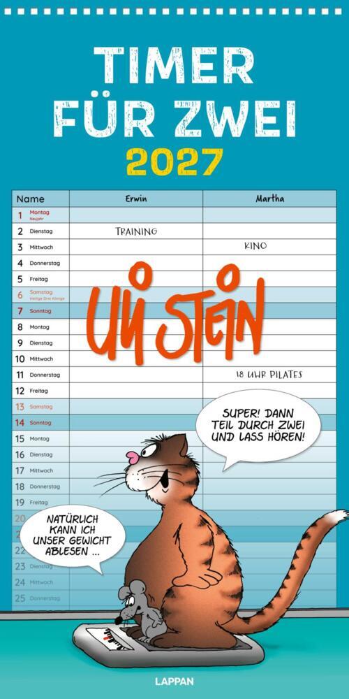 Uli Stein Timer für zwei 2027: Monatskalender für die Wand (Uli Stein)