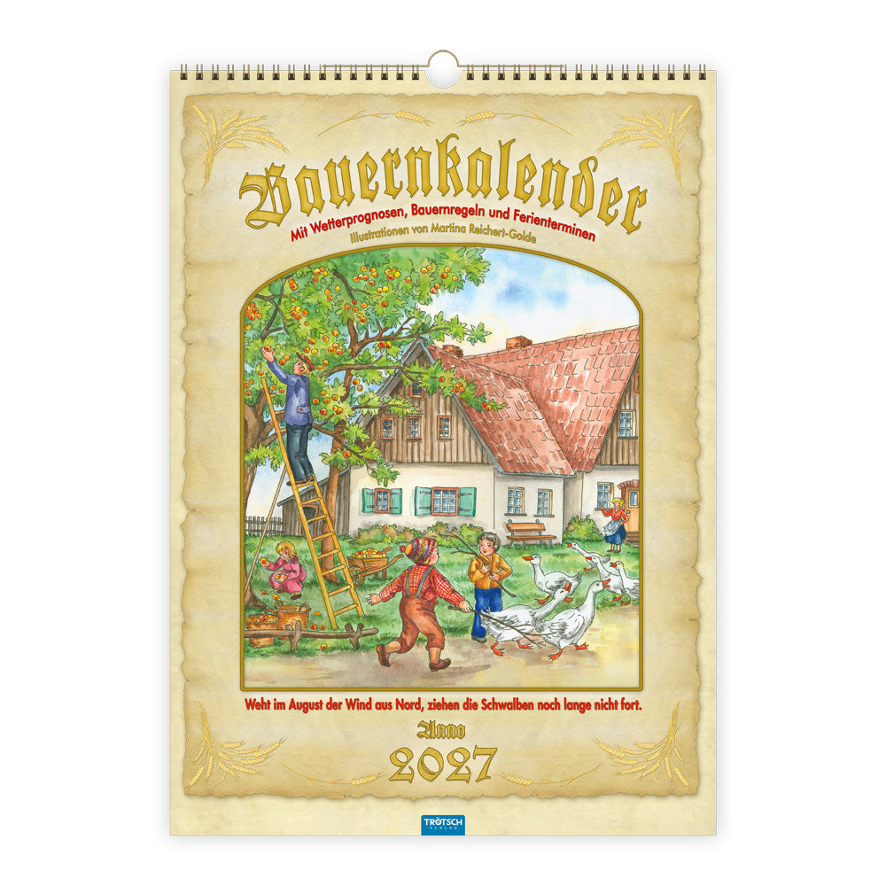 TRÖTSCH - Großbildkalender Bauernkalender 2027 mit Wetterprognosen Bauernregeln und Ferienterminen (Trötsch Verlag Gmbh & Co.Kg)
