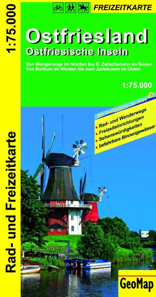 Ostfriesland Ostfriesische Inseln 1:75.000 Rad- und Freizeitkarte (Geomap)