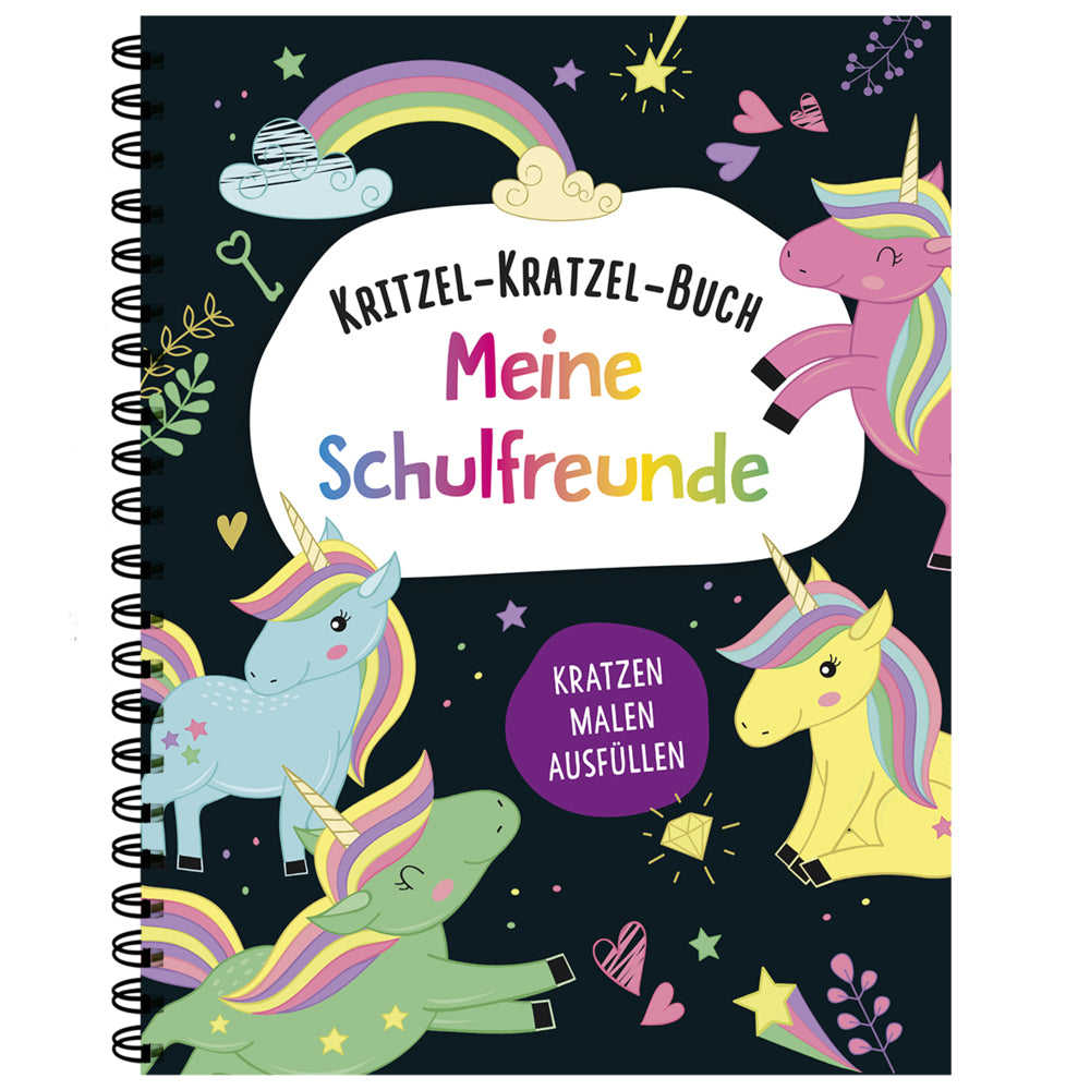 Kritzel-Kratzel-Buch Meine Schulfreunde (Einhörner)