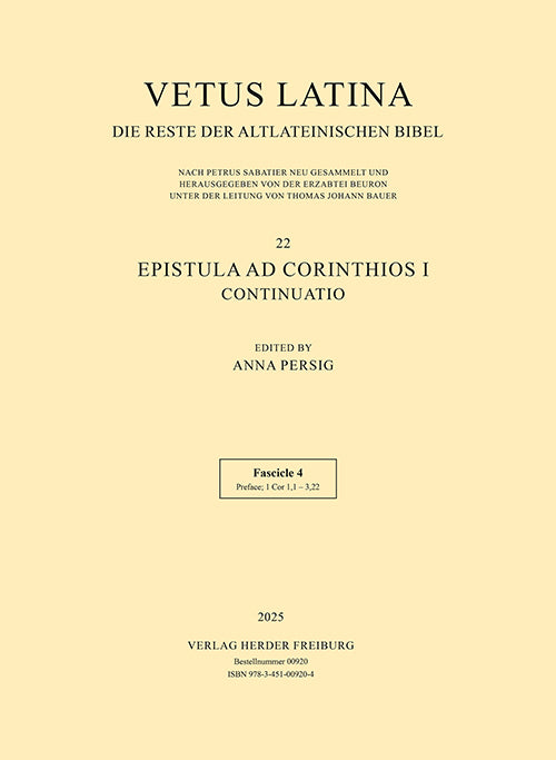 Vetus Latina - Epistula ad Corinthios I (Anna Persig)