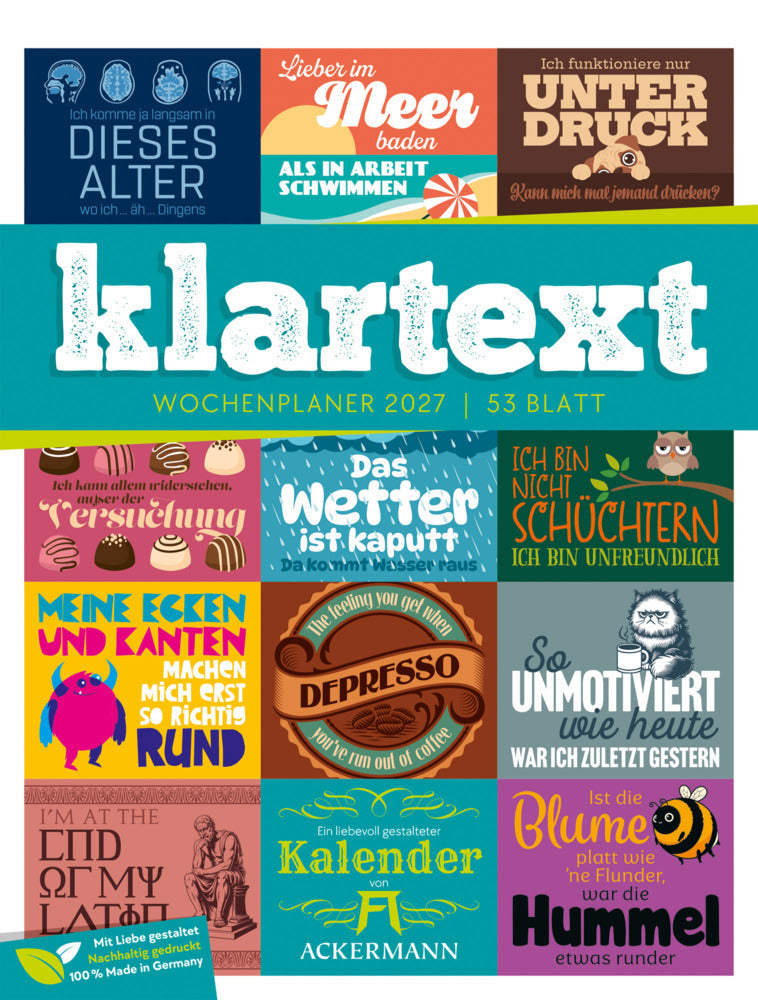 Klartext Sprüchekalender Wochenplaner 2027 (Ackermann Kunstverlag Gmbh)