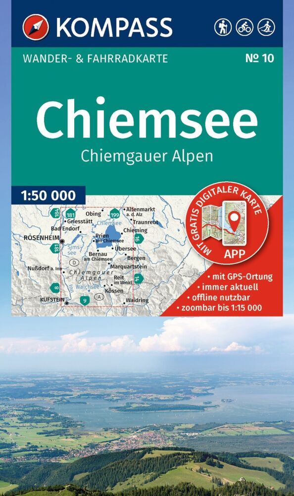 KOMPASS Wanderkarte 10 Chiemsee, Chiemgauer Alpen 1:50.000