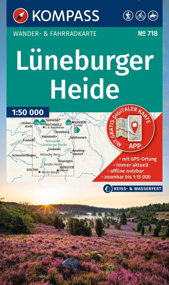 KOMPASS Wanderkarte 718 Lüneburger Heide 1:50.000