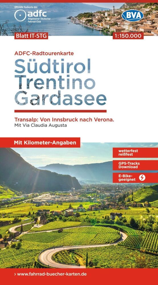 BVA ADFC Radtourenkarte Südtirol, Trentino, Gardasee 1:150.000