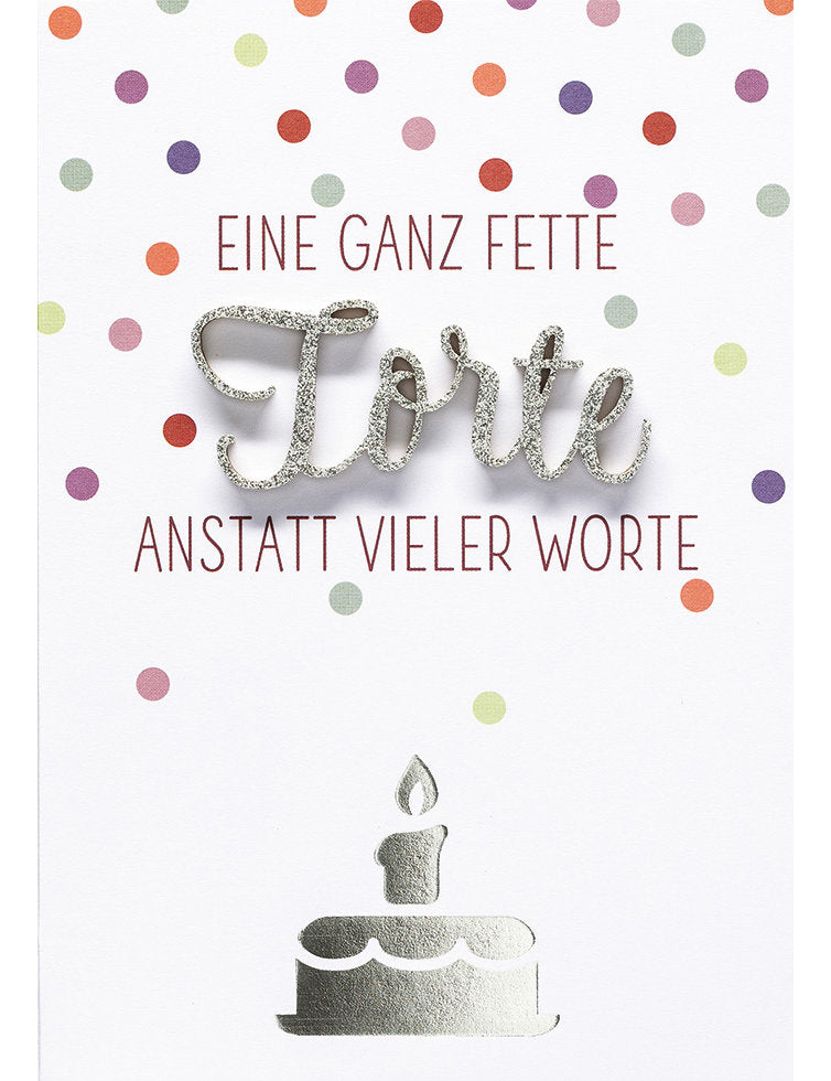 Doppelkarte / Torte anstatt vieler Worte Lettering hoch