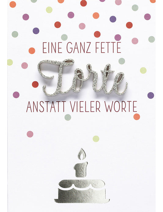 Doppelkarte / Torte anstatt vieler Worte Lettering hoch