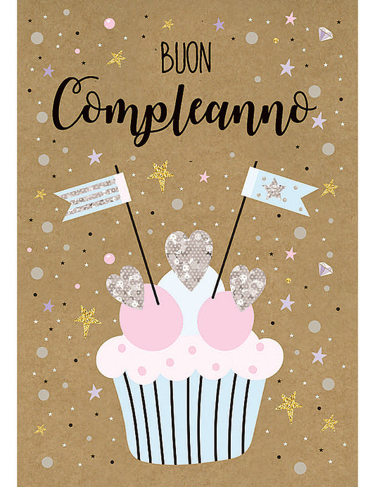 Biglietto Compleanno Design Kraft C/foil