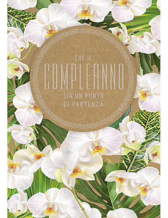 Biglietto Compleanno Flower Kraft C/foil