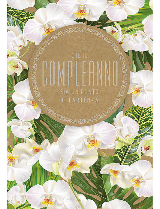Biglietto Compleanno Flower Kraft C/foil