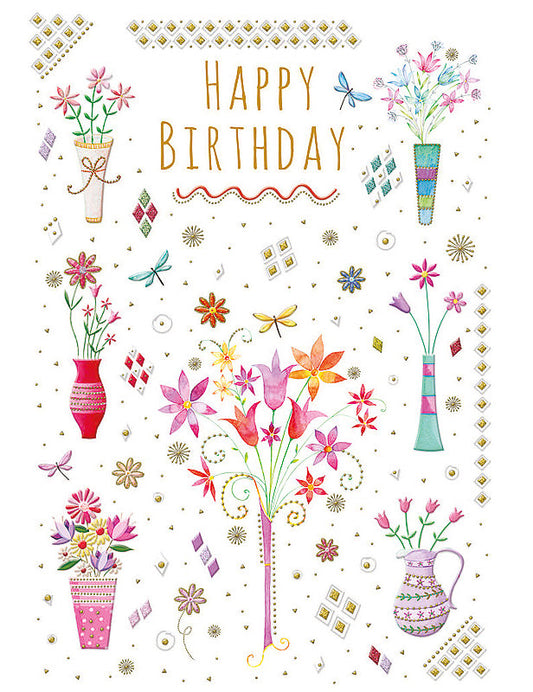 Biglietto Auguri Fiori C/rilievo E Foil