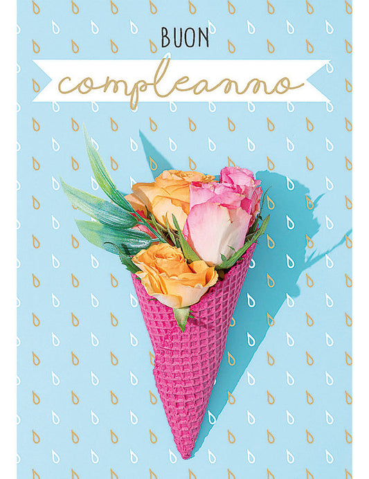 Biglietto Buon Compleanno Flower C/foil