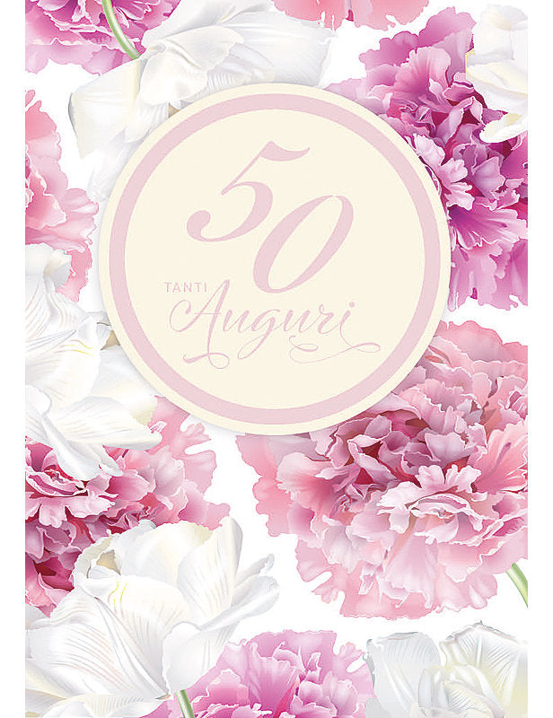 Biglietto 50 Anni Flower C/glitter