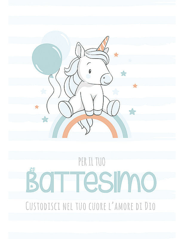 Biglietto Battesimo P/soldi Azzurro