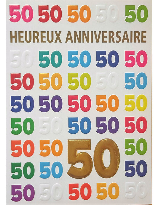 Doppelkarte / Heureux 50 / Anniversaire