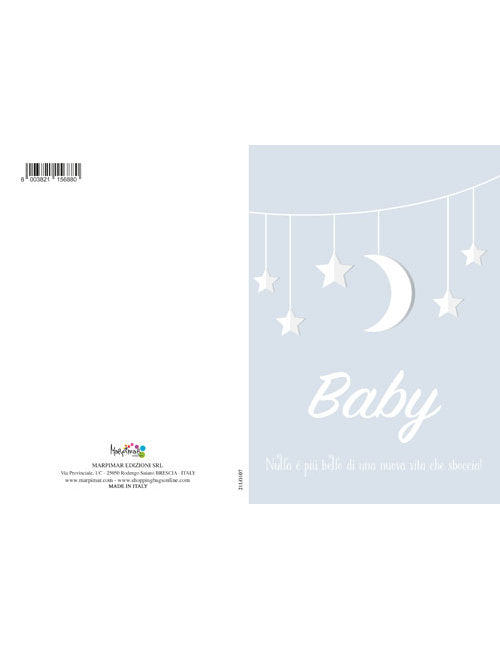 BIGLIETTO NASCITA AZZURRO C/GLITTER