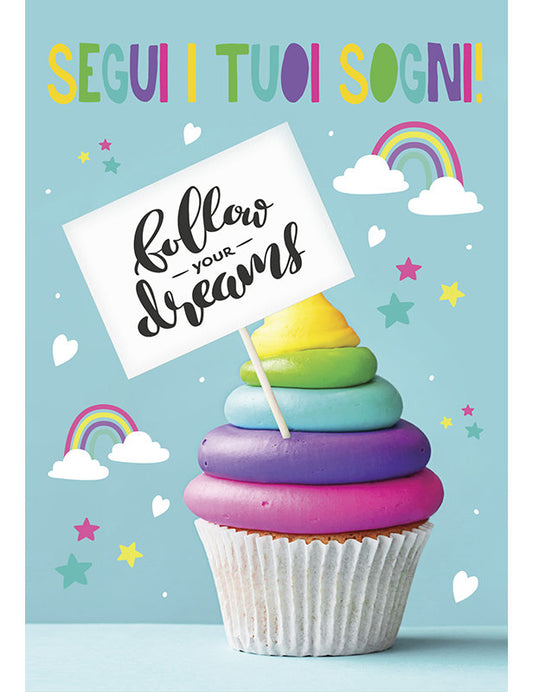 Doppelkarte B6. Tanti auguri, Segui i tuoi sogni!