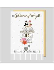 Doppelkarte. Avantgarde - Glückwunsch Goldhochzeit