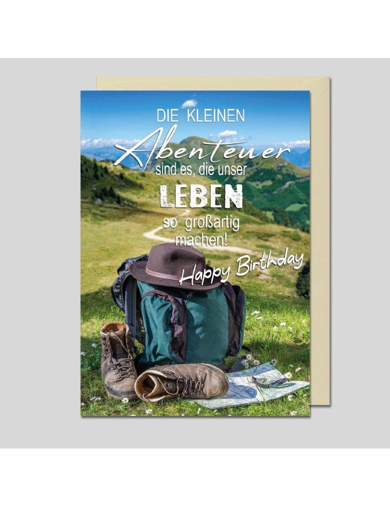 Doppelkarte. Happy Birthday Wanderer
