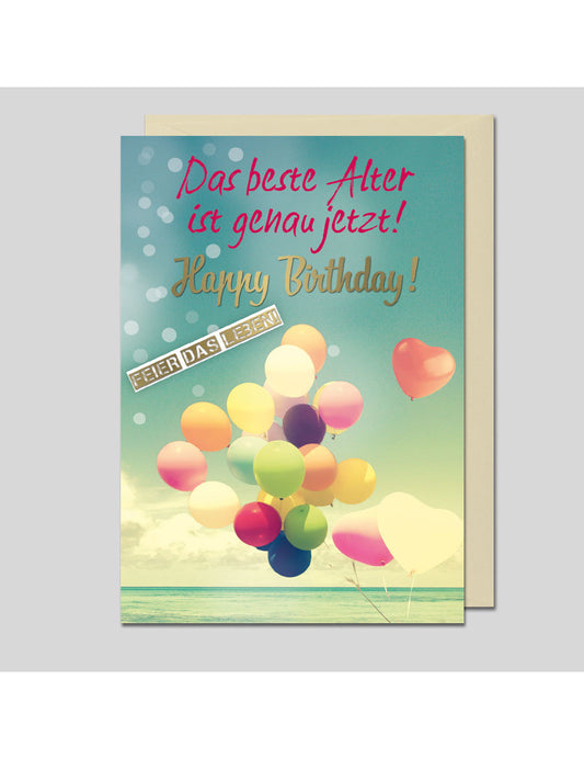 Doppelkarte. Happy Birthday, feier das Leben