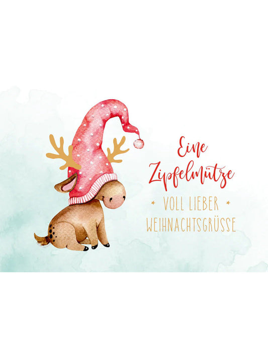 Postkarte. Green Karma X-MAS - Zipfelmütze voller Grüsse