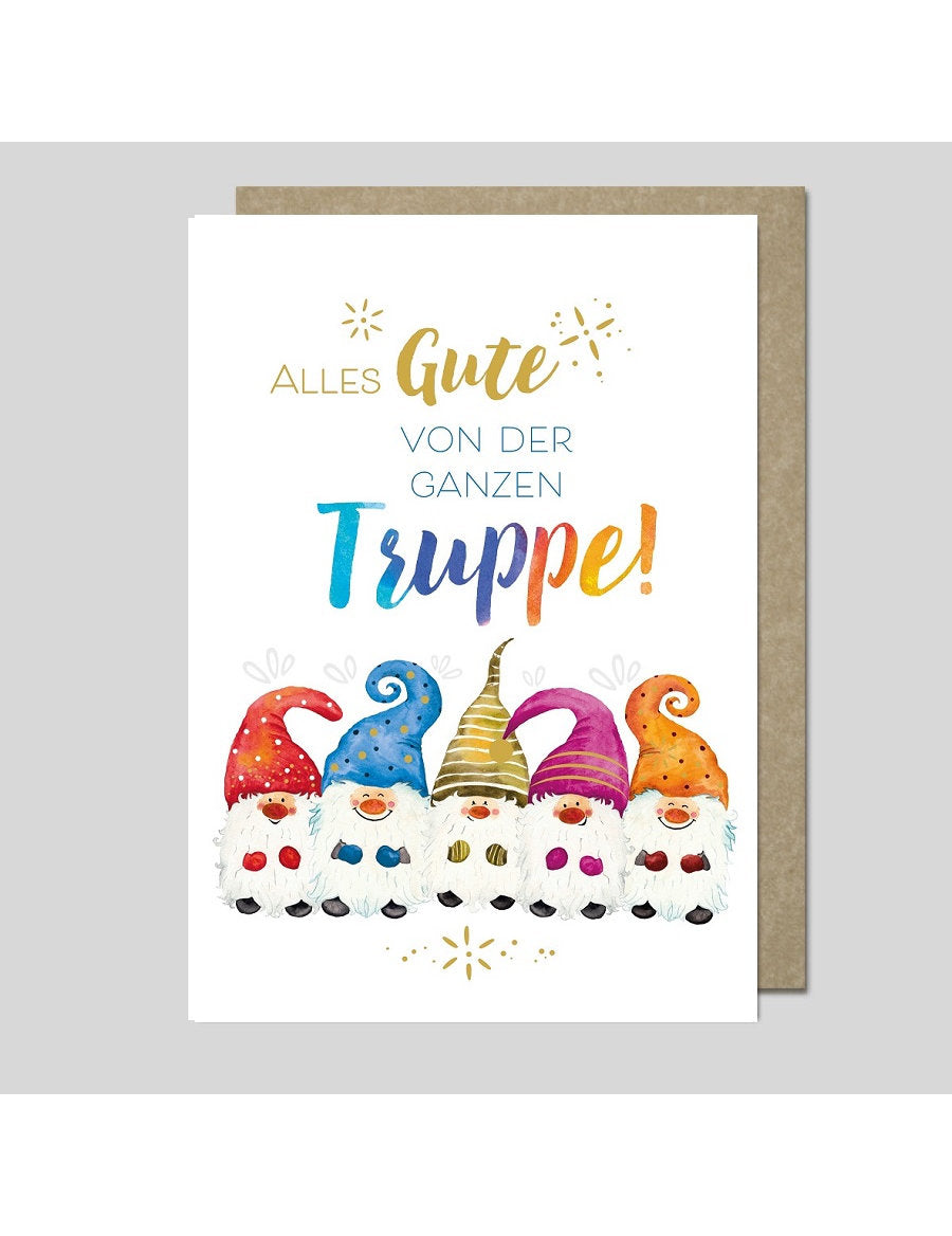 Doppelkarte. AQUARELLE / plastikfrei / Alles Gute von der Truppe