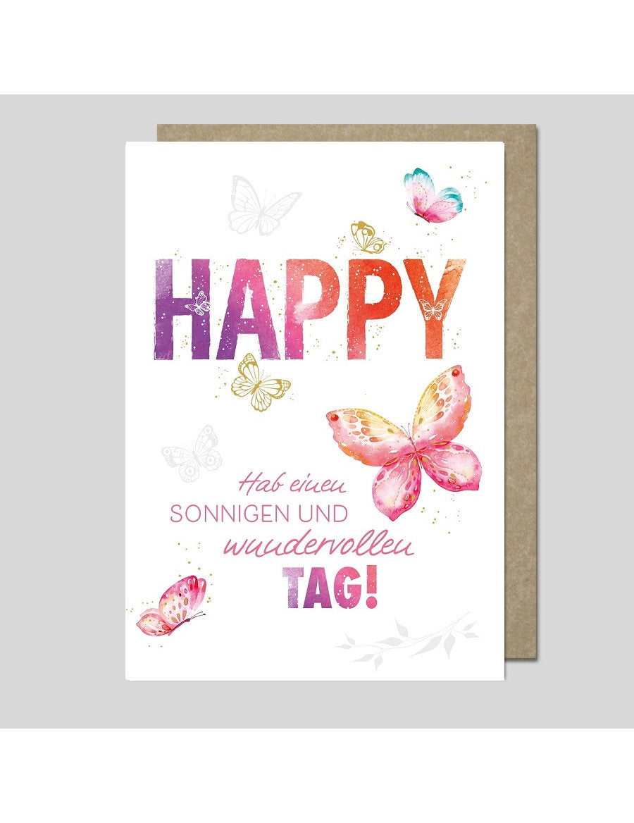 Doppelkarte. AQUARELLE / plastikfrei / Happy