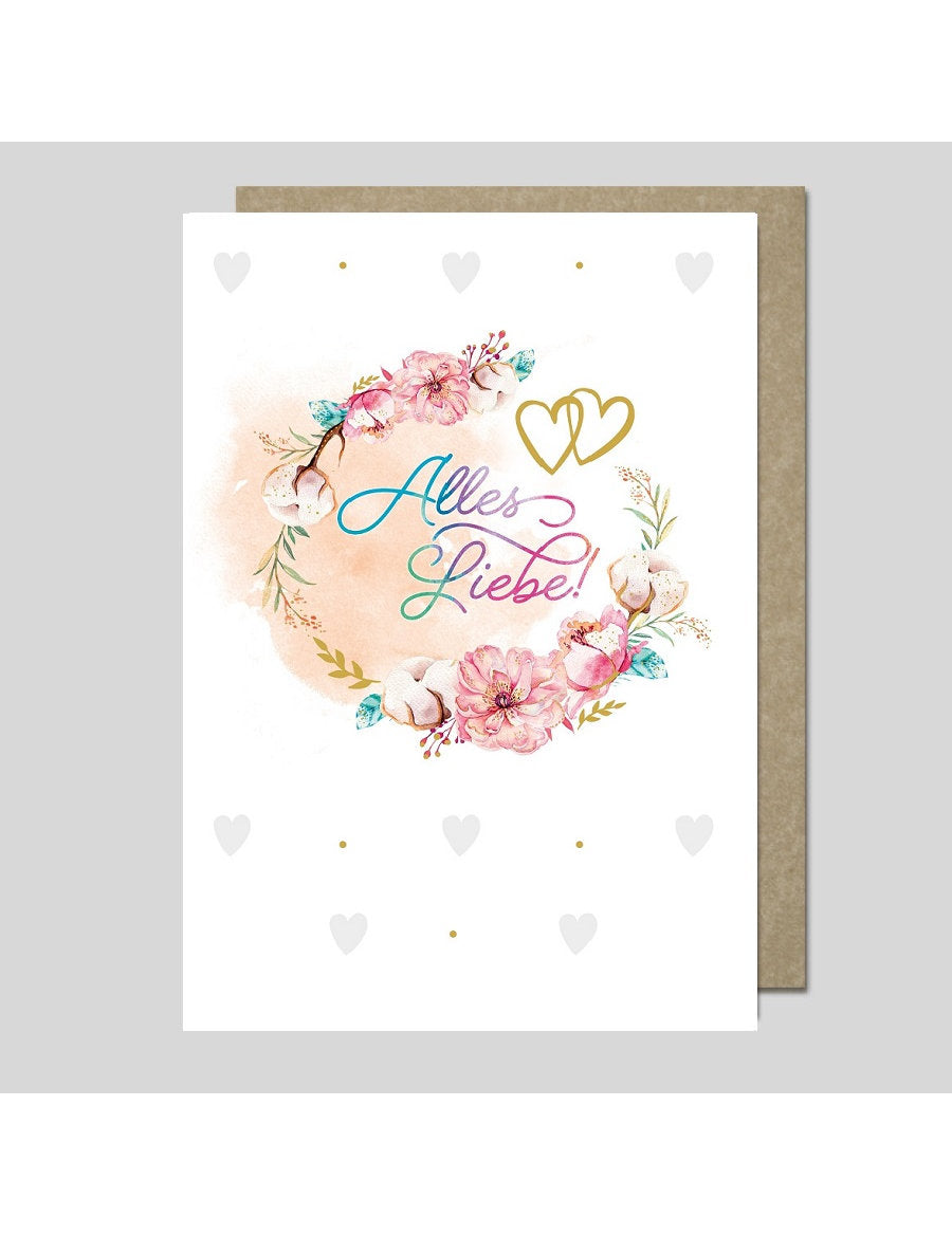 Doppelkarte. AQUARELLE / plastikfrei / Alles Liebe