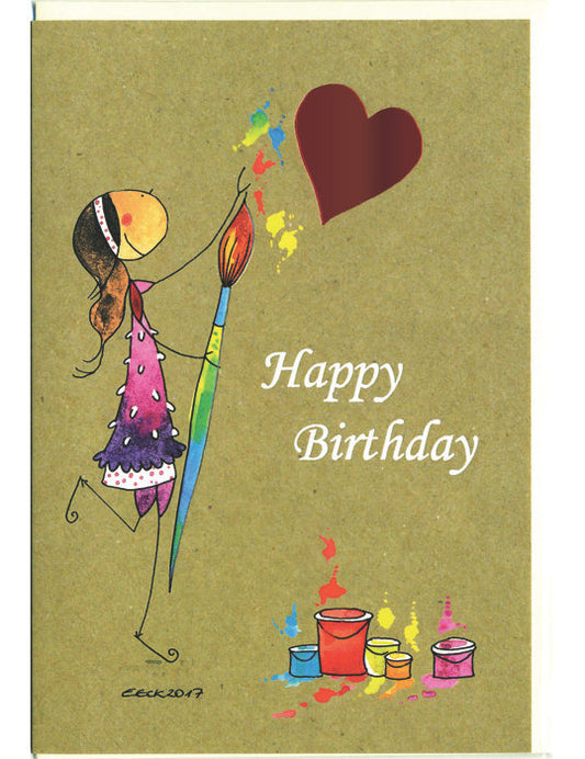Doppelkarte / Happy Birthday / Elke Eckhardt / hoch